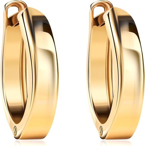 أقراط PORI JEWELERS من الذهب الصلب عيار 10 قيراط مصقولة بشكل دائري لطيف على شكل هجيز مقاس 3 مم × 12 مم - مثالية لثقب الأذن الأول أو الثاني in Saudi Arabia