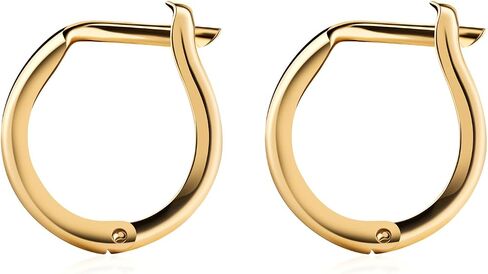 أقراط PORI JEWELERS من الذهب الصلب عيار 10 قيراط مصقولة بشكل دائري لطيف على شكل هجيز مقاس 3 مم × 12 مم - مثالية لثقب الأذن الأول أو الثاني in Saudi Arabia