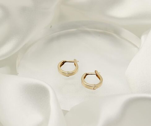 أقراط PORI JEWELERS من الذهب الصلب عيار 10 قيراط مصقولة بشكل دائري لطيف على شكل هجيز مقاس 3 مم × 12 مم - مثالية لثقب الأذن الأول أو الثاني in Saudi Arabia