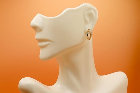 أقراط PORI JEWELERS من الذهب الصلب عيار 10 قيراط مصقولة بشكل دائري لطيف على شكل هجيز مقاس 3 مم × 12 مم - مثالية لثقب الأذن الأول أو الثاني in Saudi Arabia