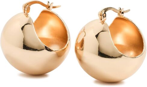 By Adina Eden Women's Solid Graduated Button Hoop Earrings in Kuwait