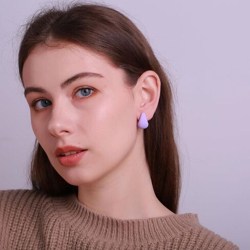 Acrylic Huggie Earrings, Colorful Dome Huggie Hoop Earrings for Women and Girls in Saudi Arabia