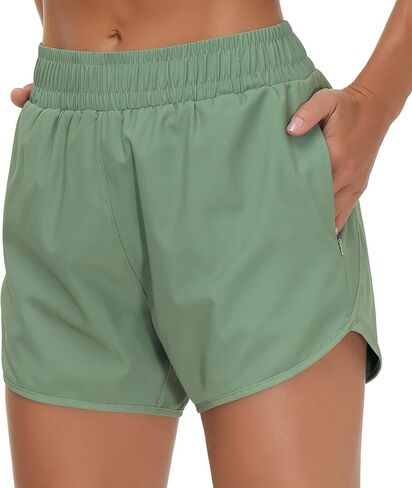 THE GYM PEOPLE Womens' Workout Shorts Quick-Dry with Zipper Pockets in Saudi Arabia