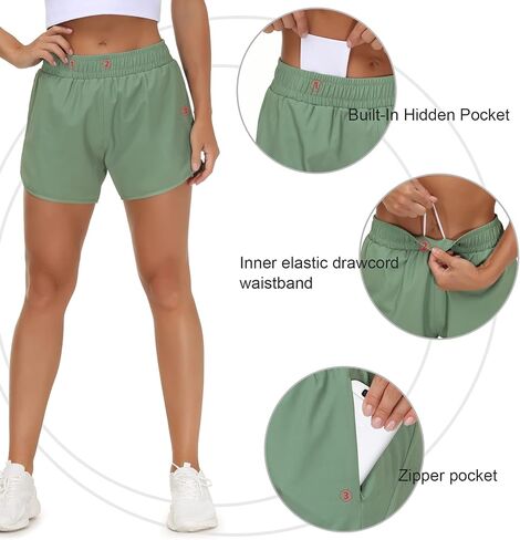 THE GYM PEOPLE Womens' Workout Shorts Quick-Dry with Zipper Pockets in Saudi Arabia