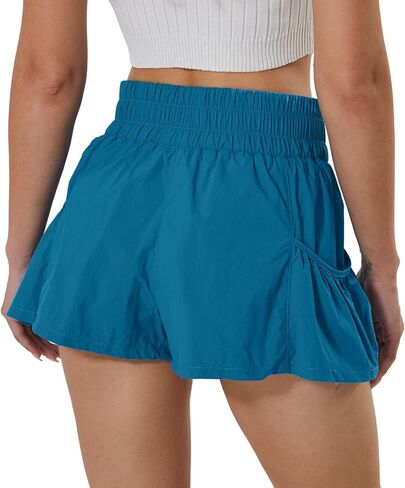 شورت رياضي للجري للسيدات من MEIVSO، شورت صيفي مرن عالي الخصر وسريع الجفاف مع جيوب in Kuwait