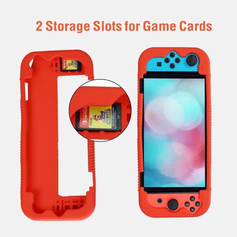 Fironst Silicone Protective Case for Nintendo Switch(OLED Model) 7-Inch 2021 Release, Grip Cover with Shock Absorption and Anti-Scratch Design, Compatible with Nintendo Switch OLED Console (Blue) in Saudi Arabia