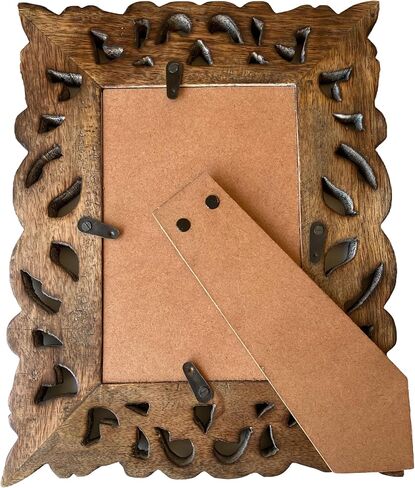 Hand Carved Mango Wood Rustic 4x6 Picture Frame with Real Glass - Aesthetic Vintage Wood Frame for Tabletop Use - Rustic Home Decor Perfect for Your Memories in Saudi Arabia