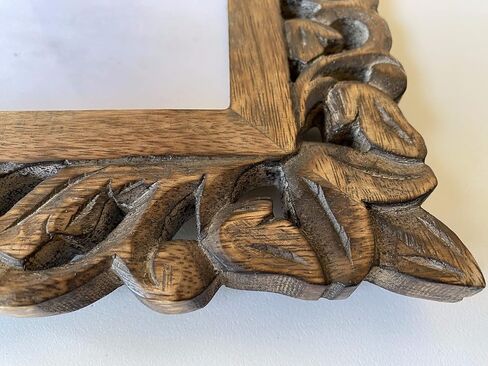 Hand Carved Mango Wood Rustic 4x6 Picture Frame with Real Glass - Aesthetic Vintage Wood Frame for Tabletop Use - Rustic Home Decor Perfect for Your Memories in Saudi Arabia
