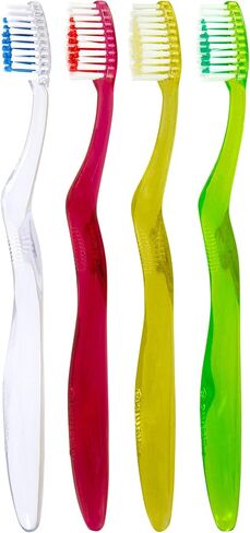 Clarity Expert Manual Toothbrush for Sensitive Gums and Strong Teeth, Made with Food Material, Soft Bristles (Red, Green, Yellow, White) 12 Count (Pack of 1) in Saudi Arabia