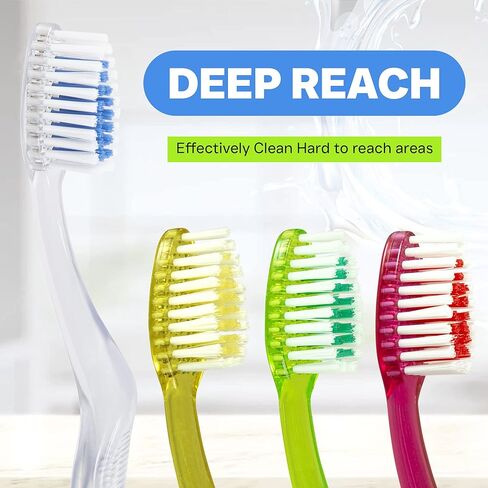 Clarity Expert Manual Toothbrush for Sensitive Gums and Strong Teeth, Made with Food Material, Soft Bristles (Red, Green, Yellow, White) 12 Count (Pack of 1) in Saudi Arabia