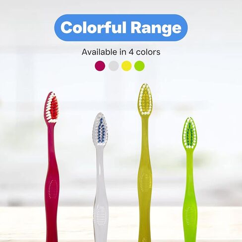 Clarity Expert Manual Toothbrush for Sensitive Gums and Strong Teeth, Made with Food Material, Soft Bristles (Red, Green, Yellow, White) 12 Count (Pack of 1) in Saudi Arabia