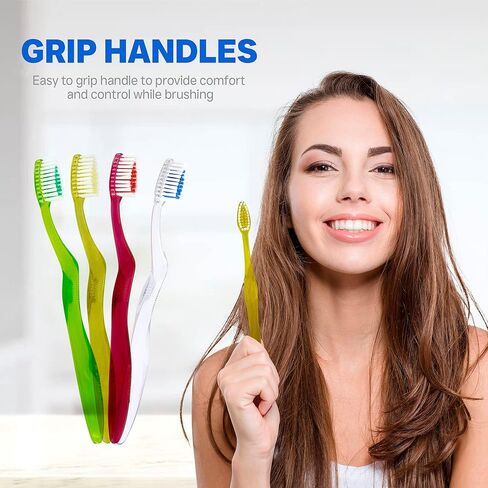 Clarity Expert Manual Toothbrush for Sensitive Gums and Strong Teeth, Made with Food Material, Soft Bristles (Red, Green, Yellow, White) 12 Count (Pack of 1) in Saudi Arabia
