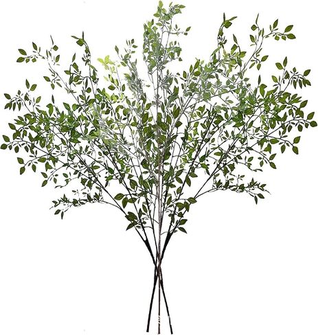 DULRLLY 3Pcs Artificial Greenery Bamboos Leaves Stems 43 Inch Long Stem Faux Green Nandina Branches for Vases Fake Greenery Plant Leaves Bunches for Floral Arrangement Wedding Home Office Decor in Saudi Arabia