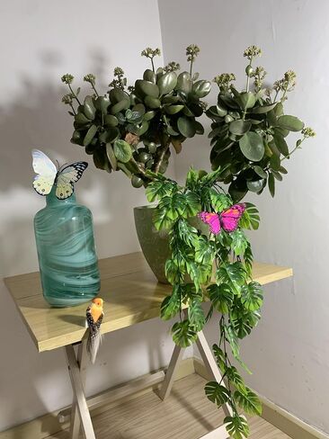 2pcs Artificial Plants Set Artificial Hanging Plants x2 Simulated Birds x1, Simulated Butterflies x4 for Wall House Room Patio Indoor Outdoor Decor in Saudi Arabia