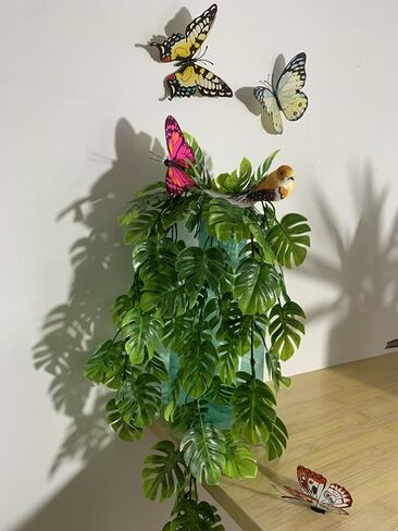 2pcs Artificial Plants Set Artificial Hanging Plants x2 Simulated Birds x1, Simulated Butterflies x4 for Wall House Room Patio Indoor Outdoor Decor in Saudi Arabia