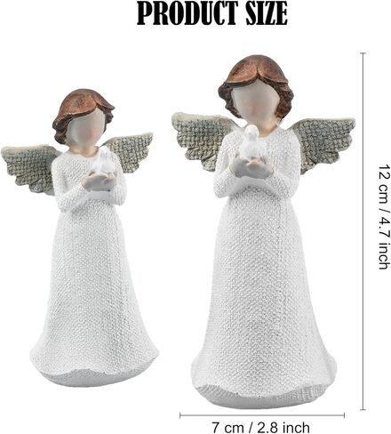 هدايا تعاطف الملاك الواقفة المرسومة يدويًا من Flycreat لفقد الأم والأخت والابنة والإجهاض وتذكار الفجيعة التذكارية من الراتنج المحبوب (الطائر الأبيض) in Kuwait