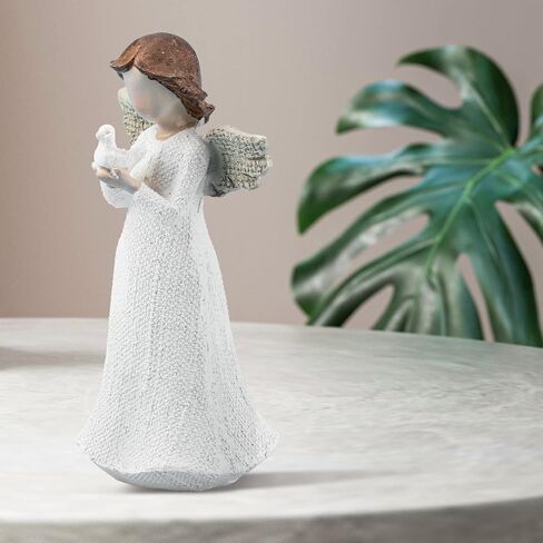 هدايا تعاطف الملاك الواقفة المرسومة يدويًا من Flycreat لفقد الأم والأخت والابنة والإجهاض وتذكار الفجيعة التذكارية من الراتنج المحبوب (الطائر الأبيض) in Kuwait