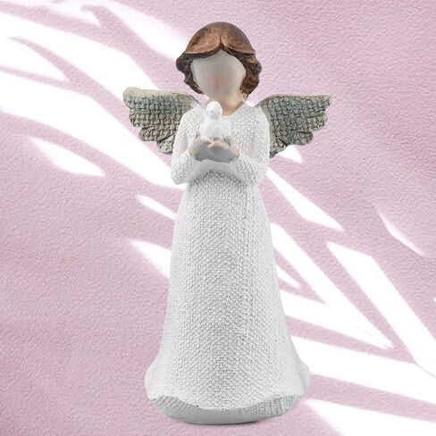 هدايا تعاطف الملاك الواقفة المرسومة يدويًا من Flycreat لفقد الأم والأخت والابنة والإجهاض وتذكار الفجيعة التذكارية من الراتنج المحبوب (الطائر الأبيض) in Kuwait