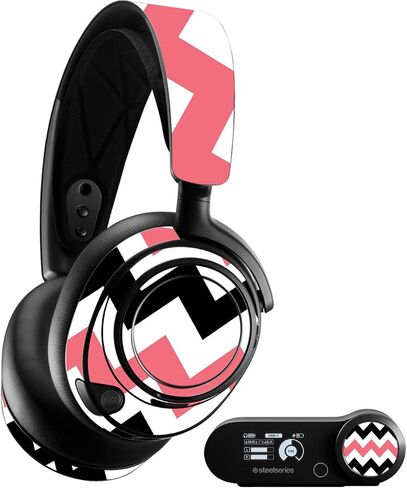 غلاف MightySkins متوافق مع SteelSeries Arctis Nova Pro - شيفرون أسود وردي | غطاء ملتف واقٍ ومتين وفريد ​​من نوعه من الفينيل | سهل التطبيق والإزالة وتغيير الأنماط | صنع في الولايات المتحدة الأمريكية in Saudi Arabia