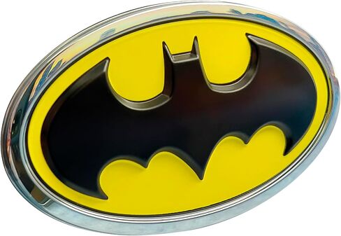 Fan Emblems Batman Car Emblem - 1989 Oval Bat Symbol 3D Auto Badge - COLOR: Black and Chrome - SIZE: 3.76 x 2.26 x 0.2 inches - Officially Licensed DC Car Accessories in Kuwait