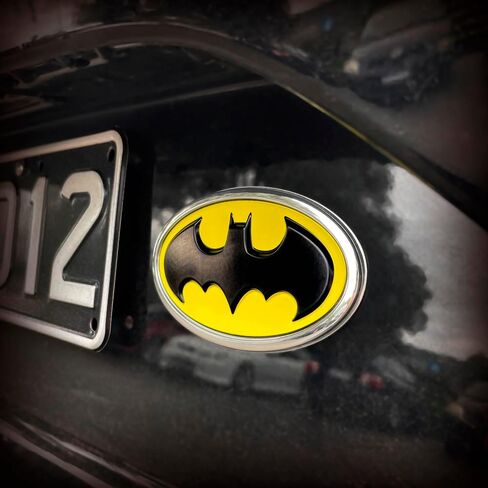 Fan Emblems Batman Car Emblem - 1989 Oval Bat Symbol 3D Auto Badge - COLOR: Black and Chrome - SIZE: 3.76 x 2.26 x 0.2 inches - Officially Licensed DC Car Accessories in Kuwait