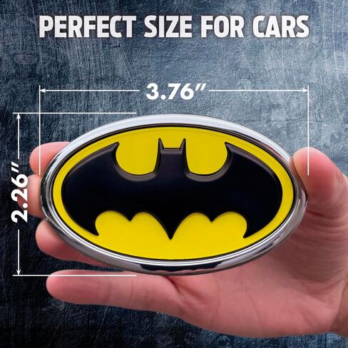 Fan Emblems Batman Car Emblem - 1989 Oval Bat Symbol 3D Auto Badge - COLOR: Black and Chrome - SIZE: 3.76 x 2.26 x 0.2 inches - Officially Licensed DC Car Accessories in Kuwait