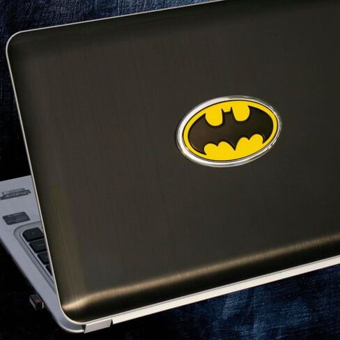 Fan Emblems Batman Car Emblem - 1989 Oval Bat Symbol 3D Auto Badge - COLOR: Black and Chrome - SIZE: 3.76 x 2.26 x 0.2 inches - Officially Licensed DC Car Accessories in Kuwait