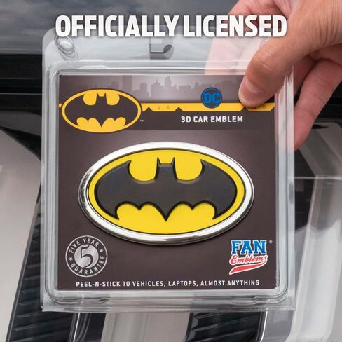 Fan Emblems Batman Car Emblem - 1989 Oval Bat Symbol 3D Auto Badge - COLOR: Black and Chrome - SIZE: 3.76 x 2.26 x 0.2 inches - Officially Licensed DC Car Accessories in Kuwait