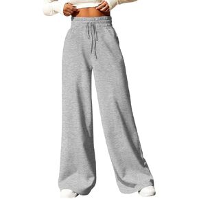 Women's High Waisted Wide Leg Sweatpants Drawstring Waist Joggers with Pockets Casual Loose Straight Leg Yoga Pants in Saudi Arabia