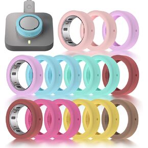 Seltureone 13 Pack Ring Cover for Oura Ring 4 Ceramic/Gen 4/ Gen 3, Anti-Scratch Elastic Silicone Rings Protector, Support Charging with Cover on, Ring Case for Workout Gym - Medium(6/7/8/9) in Kuwait