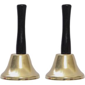 GSHLLO 2 Pcs Metal Hand Bells with Wooden Handle Loud Ringing Bells Small Christmas Handbells Hand Held Service Bells Decorative Wedding Bells Dinner Calling Bell Silver in Saudi Arabia
