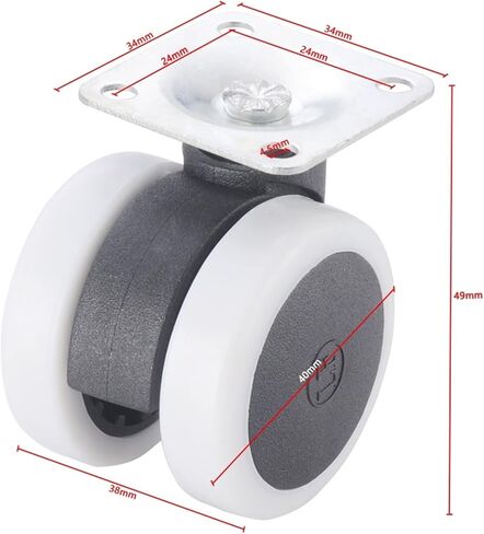 1.5 Inch Universal Mute Chair Wheel Caster M8 Heavy Duty Swivel Castor Replace Rollers 4Pcs(Screw with Brake) in Saudi Arabia