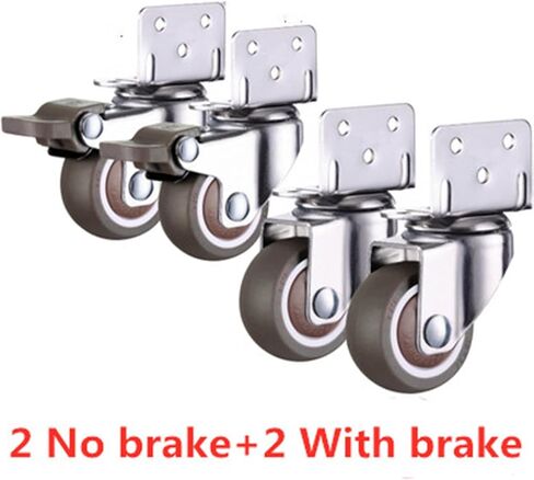 4PCS Furniture Caster Caster Wheels Soft Rubber Stroller Caster Wheels Bed Wheels Home Accessories(2 Brake 2 no Brake,1.0 Inch) in Saudi Arabia