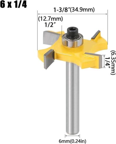 6mm 1/4 Inch Handle T-Shaped Bearing Woodworking Milling Cutter 1pcs(6.35X0.37in) in Saudi Arabia