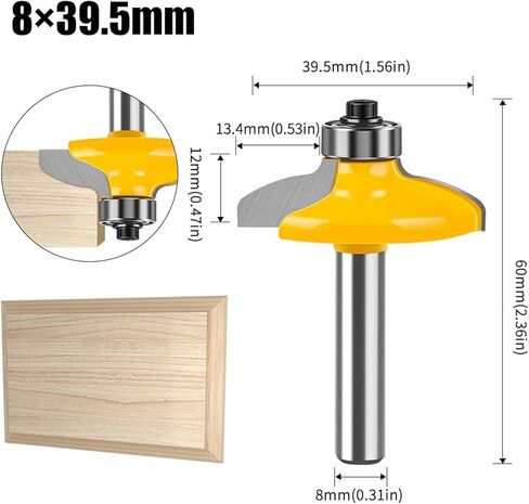 1-4pcs درج الباب الأمامي بواب البت في المقدمة 1/2inch شانك 8mm12mm شانك قطع الأعمال الخشبية (NO3-12x44.4mm) in Kuwait