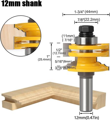 1Pcs 8mm 12mm 1/2in Shank Glass Door Rail Stile Reversible Router Bit Wood Cutting Tool Woodworking Router Bits(12mm Shank) in Saudi Arabia