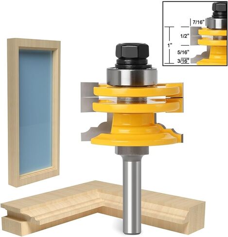 1Pcs 8mm 12mm 1/2in Shank Glass Door Rail Stile Reversible Router Bit Wood Cutting Tool Woodworking Router Bits(12mm Shank) in Saudi Arabia