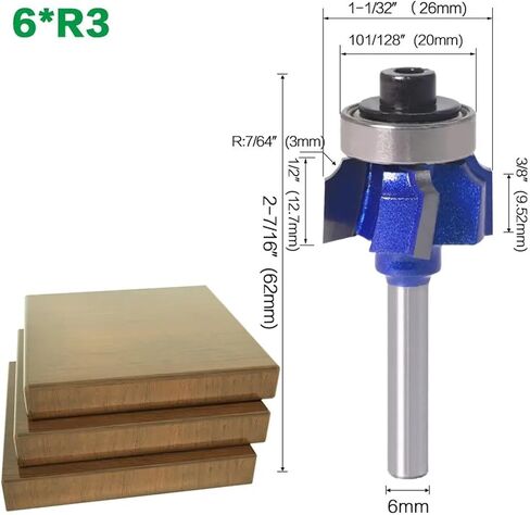 مقبض 6 مم قاطع طحن R1MM R2MM R3MM 4 سرعات النحت النحت النحت 1PCS (6xR1) in Saudi Arabia
