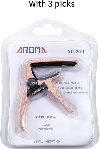 Ukulele Capo for 4 String Guitar and Mandolin, Mini Size Professional Ukulele Capo (Gold) in Kuwait