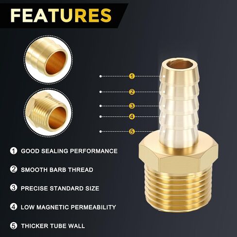 Metallixity 5pcs Brass Hose Barb to NPT Male Adapter 3/8 "Barb X 3/8" NPT Mal in Kuwait
