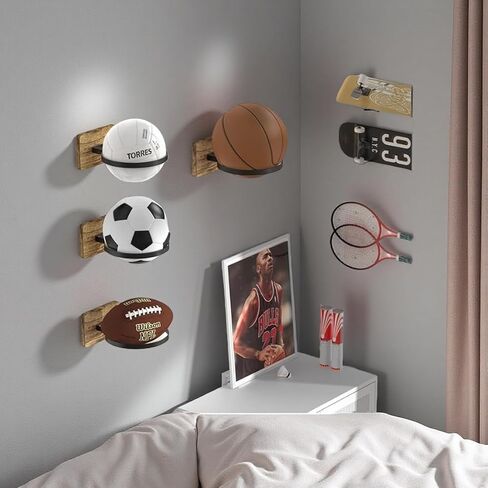 Ball Holder Wall Mount,Ball Storage Holders Display Rack for Autograph Basketball, Football, Soccer, Volleyball Collection, Sports Accessories Organizer for Player Fans Room Decor,4 Pack in Saudi Arabia
