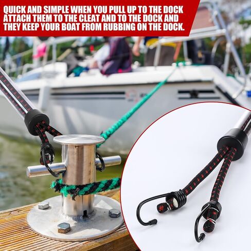 Tandefio 2 Pcs Dock Rods for Boat Docking 16 Inch Dock Boat Mooring Poles, Bungee Lines with Hook, Speedboat Accessories for Men Gifts in Saudi Arabia