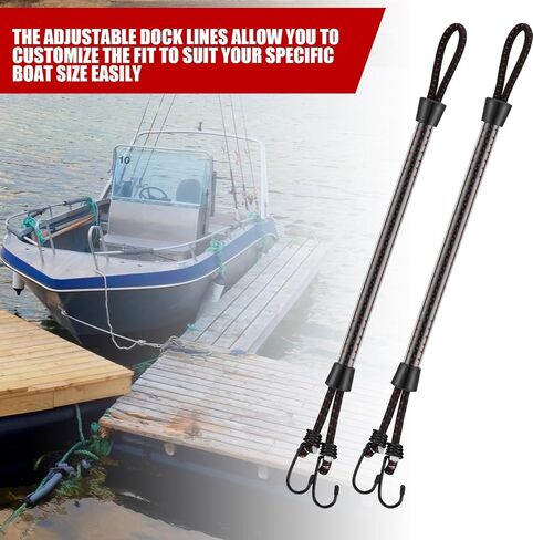 Tandefio 2 Pcs Dock Rods for Boat Docking 16 Inch Dock Boat Mooring Poles, Bungee Lines with Hook, Speedboat Accessories for Men Gifts in Saudi Arabia