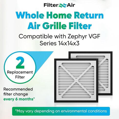 فلتر X Air-20x25x3 MERV 13 مرشحات هواء مطوية مع حشية إغلاق سوداء (قطعتين)، بديل متوافق مع سلسلة Zephyr VGF مرشح شبكة إرجاع المنزل بالكامل فلتر هواء منزلي 20 بوصة × 25 بوصة × 3 بوصة in Saudi Arabia