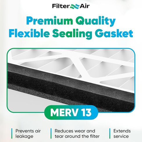 فلتر X Air-20x25x3 MERV 13 مرشحات هواء مطوية مع حشية إغلاق سوداء (قطعتين)، بديل متوافق مع سلسلة Zephyr VGF مرشح شبكة إرجاع المنزل بالكامل فلتر هواء منزلي 20 بوصة × 25 بوصة × 3 بوصة in Saudi Arabia