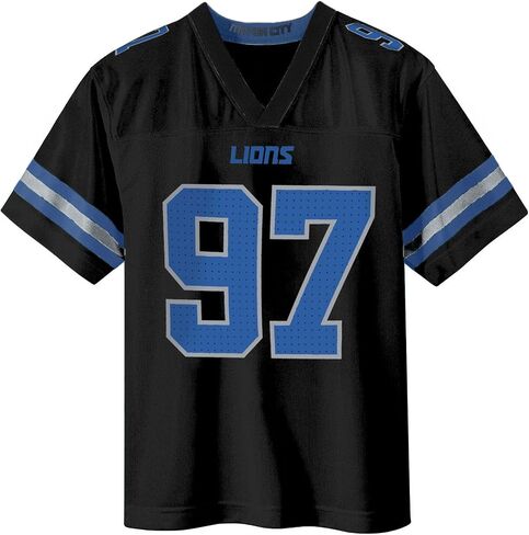 Aidan Hutchinson Detroit Lions Black #97 NFL Kids Youth 4-20 Name and Number Alternate Away Player Football Jersey in Saudi Arabia
