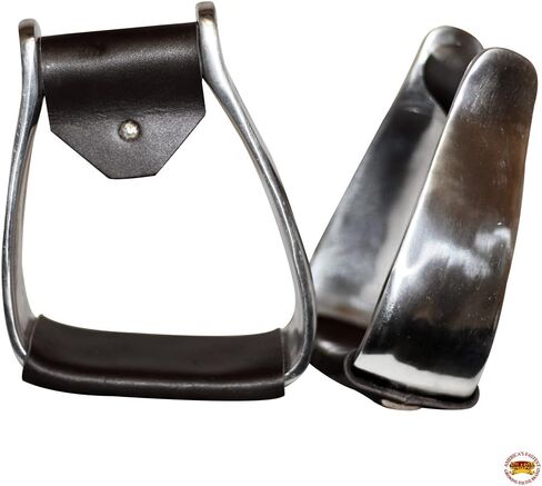 HILASON Stainless Steel Stirrups Pair w/Slanted Bottom Western | Aluminum Leather Wooden Endurance Angled Padded in Saudi Arabia