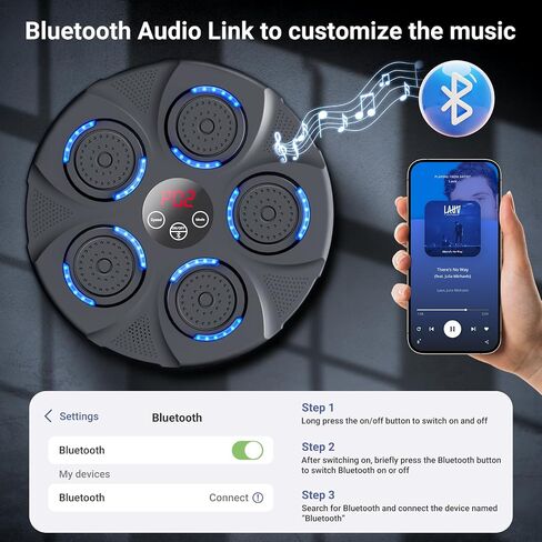 Music Boxing Machine, Bluetooth, Portable Electronic Music Boxing Machine with Boxing Gloves, Adult & Kids Training Equipment for Home, Gym, Office Fitness Workout in Saudi Arabia