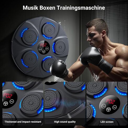 Music Boxing Machine, Bluetooth, Portable Electronic Music Boxing Machine with Boxing Gloves, Adult & Kids Training Equipment for Home, Gym, Office Fitness Workout in Saudi Arabia