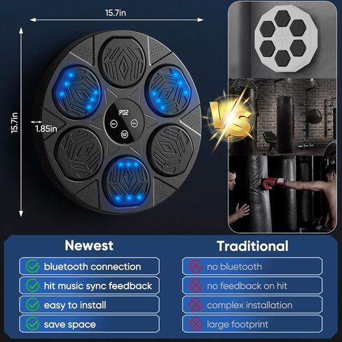 آلة الملاكمة للموسيقى للبالغين ، آلة الملاكمة الموسيقية ذكية بلوتوث مثبتة على الحائط ، معدات تمرين مستهدفة للملاكمة مع قفازات الملاكمة ، للمنزل ، الصالة الرياضية ، المكتب in Kuwait